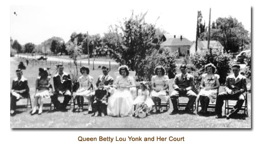 Mendon May Queen Betty Lou Yonk and her May Day Court.