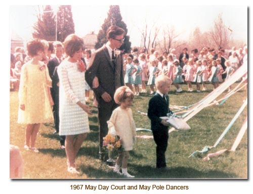 1967 May Day Court and the May Pole Dancers.